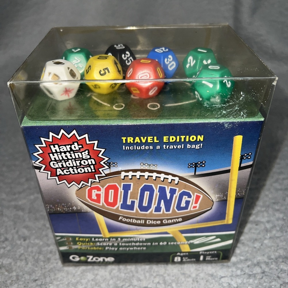 NIB Go Long! Football Dice Game Travel Edition GoZone Portable Complete 2008